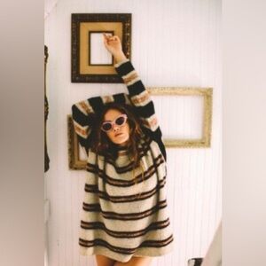 Free People Sid Tunic Striped Wool Blend Sweater
